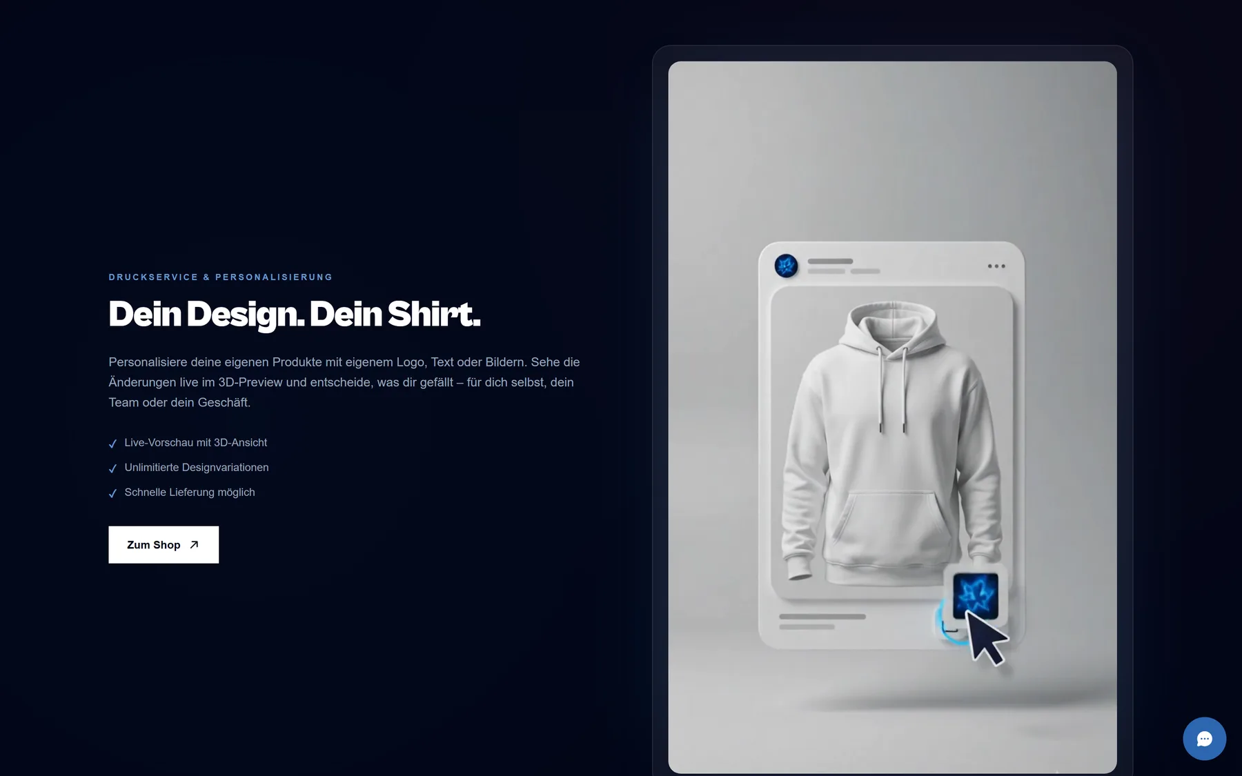 Screenshot of the live IT Smart Service site: The custom print product page, where a design is previewed before it is ordered.