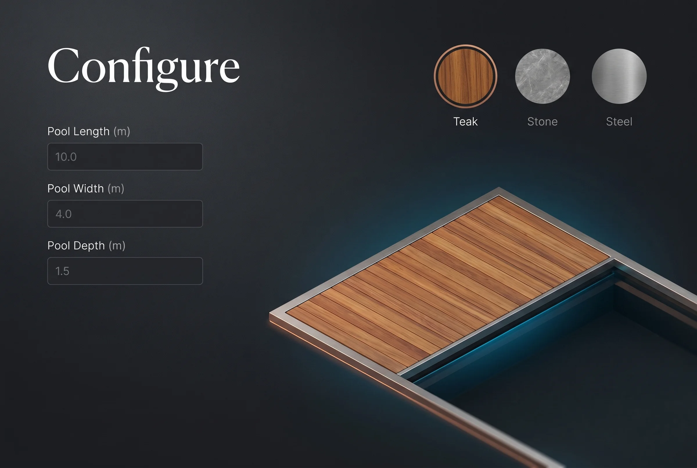 The Lux Cover Croatia Configure screen, shown cinematically
